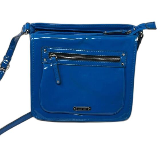 NINE WEST Blue Crossbody Purse Tablet Reader Case Padded Sleeve Silver Hardware - Picture 1 of 12